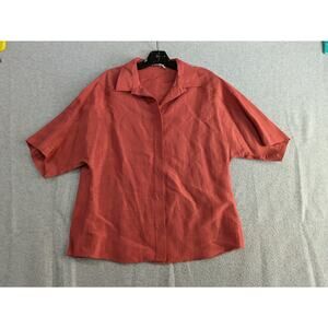 Agnona‎ Collared Button Down Linen Shirt Women's Large Nude Pink Made in Italy